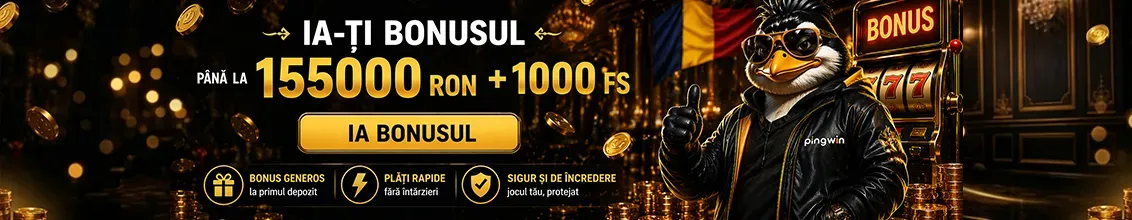 Bannerul Pingwin Casino: până la 155.000 RON + 1000 FS